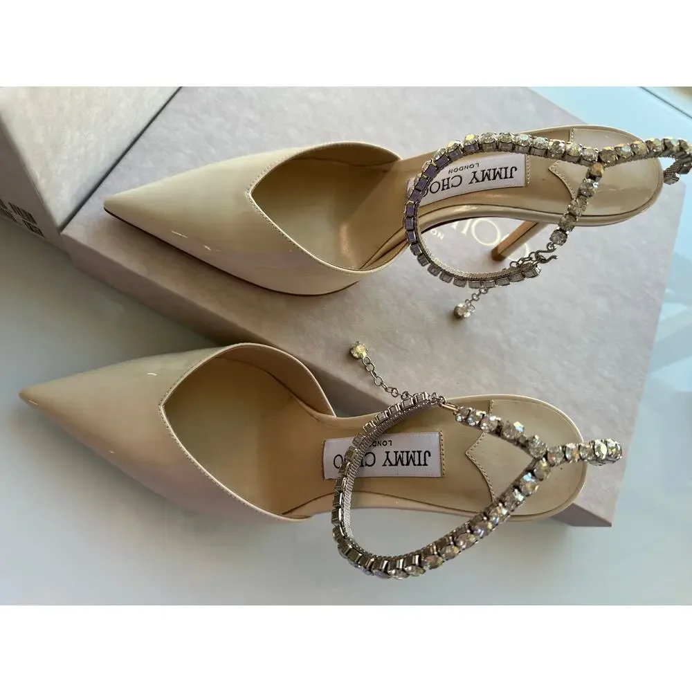 Jimmy Choo Off-White Saeda 85 with Crystal (Size IT 36)